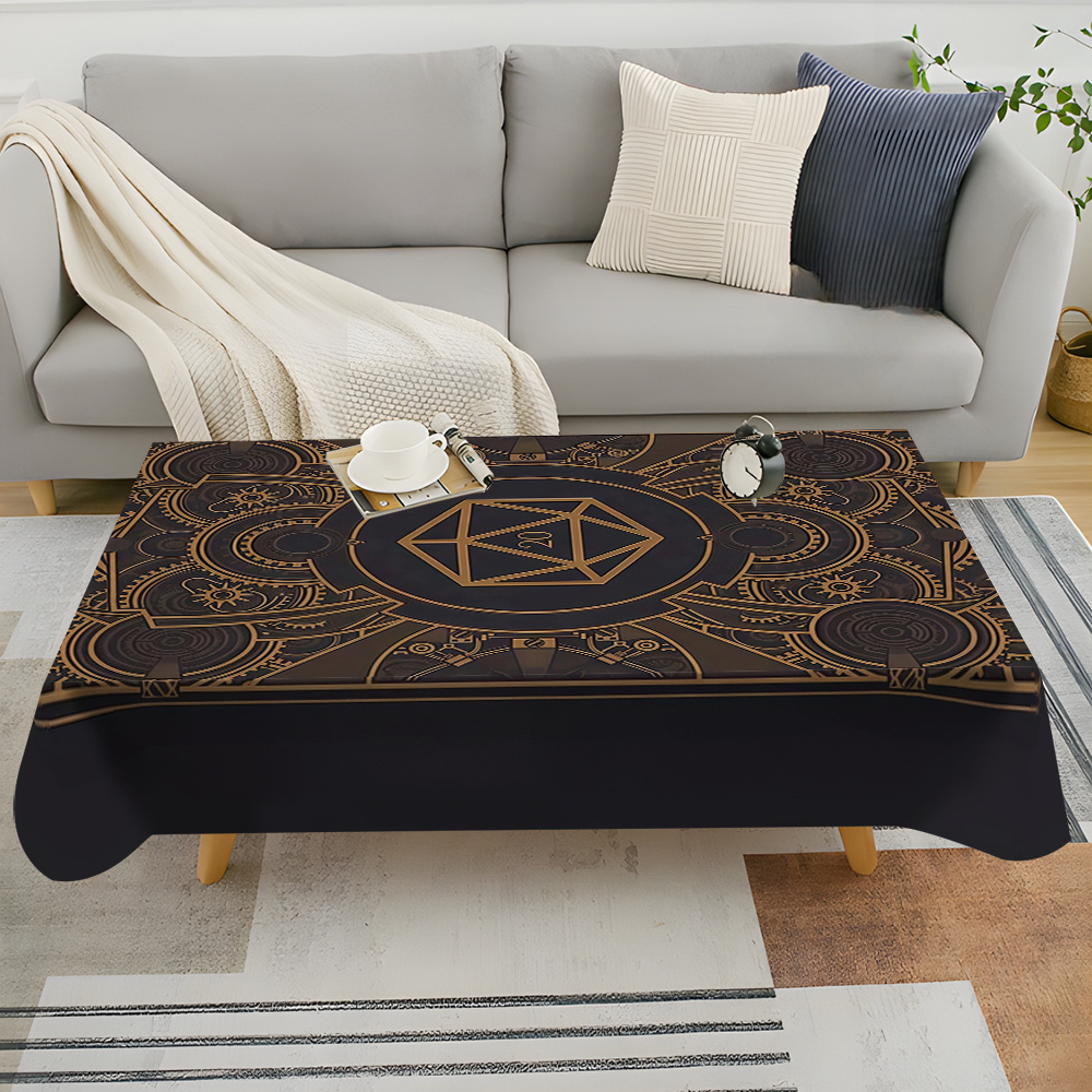 Home Of Textiles - Nappe à motif d'engrenages dorés noirs