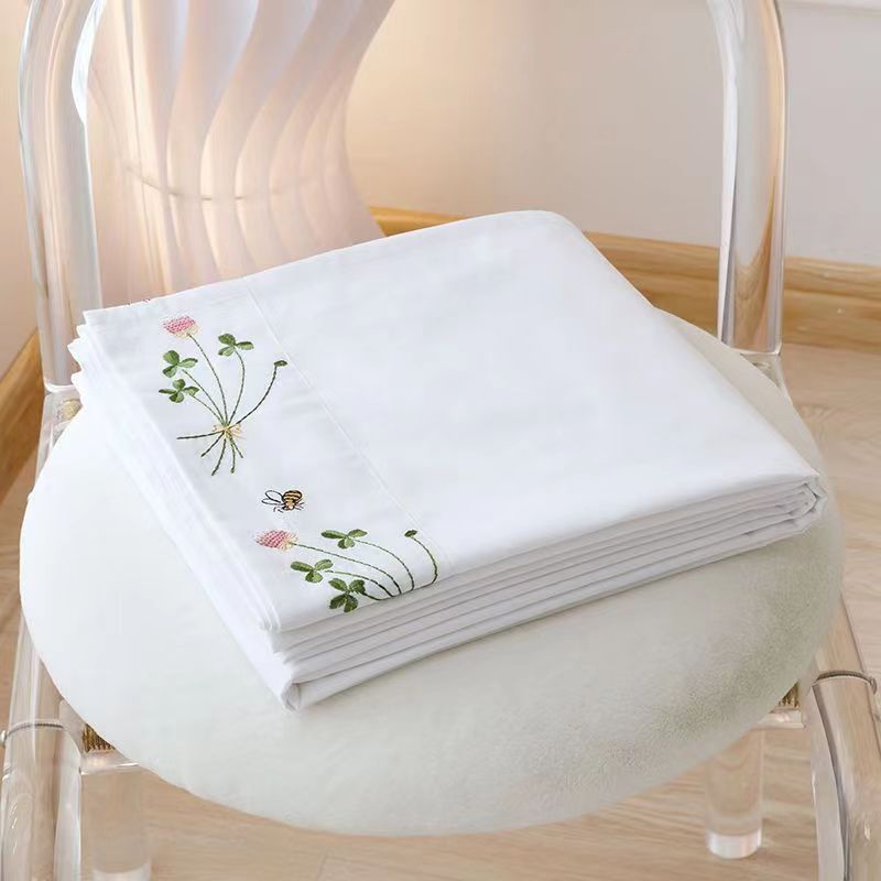 Luxury Home Textiles Usa - Drap de literie blanc pur, broderie