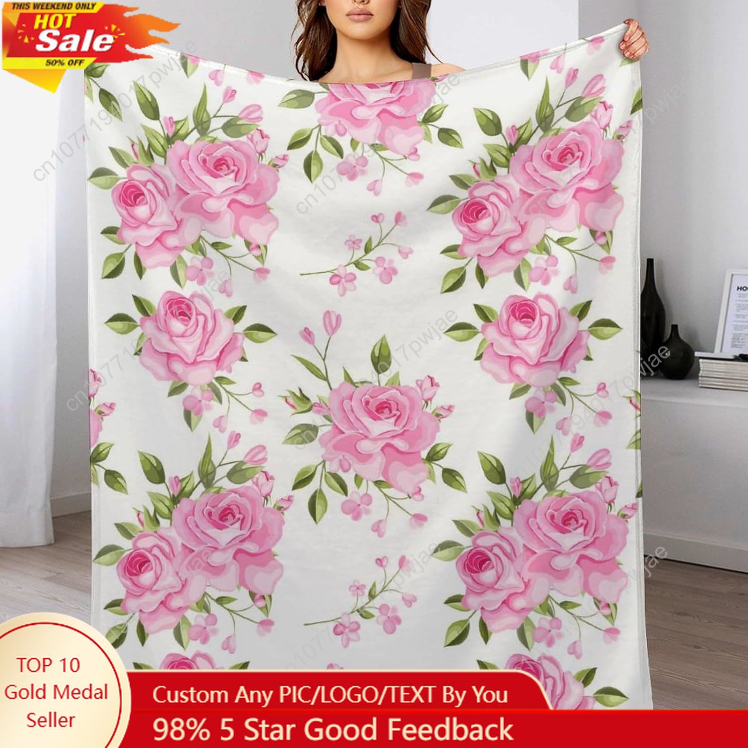 Couverture à fleurs roses, déc - Home Of Textiles avis et prix