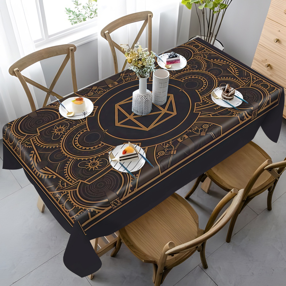 Nappe à motif d'engrenages dor - Home Of Textiles avis et prix
