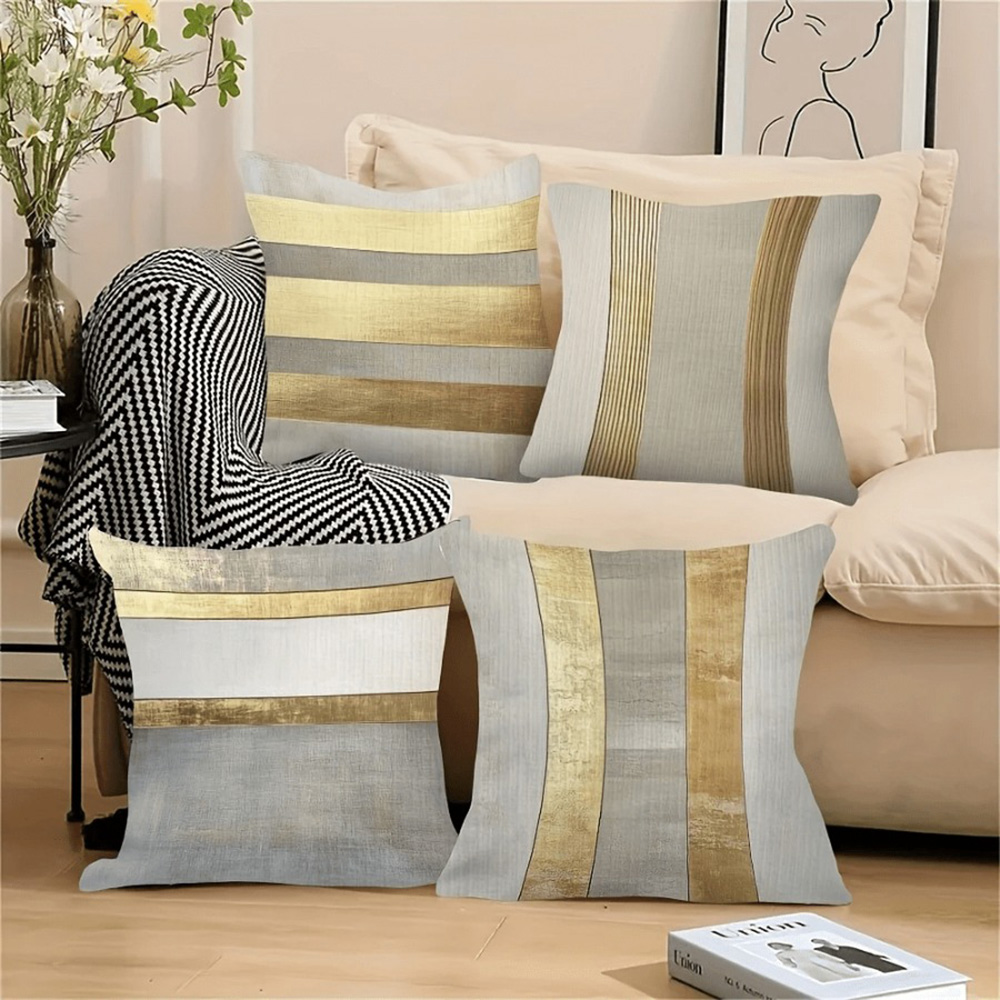 Taies d'oreiller rayées dorées - Luxury Home Textiles Usa avis et prix